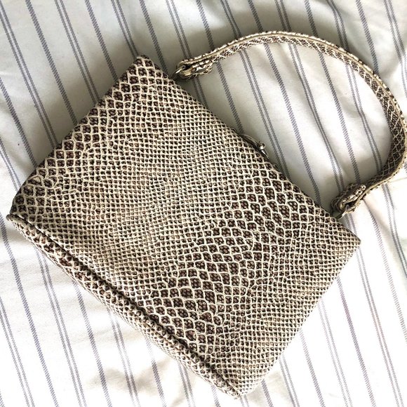 Handbags - Vintage Faux Snakeskin Box Clutch